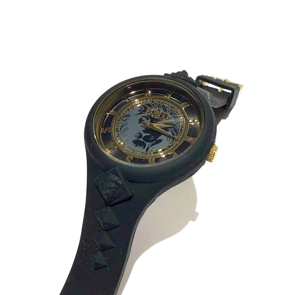 VERSACE Versus Versace Black Gold Lion Head Watch NWT